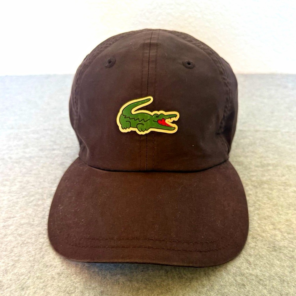 Lacoste Black Adjustable Baseball Cap Crocodile Logo Men's One Size